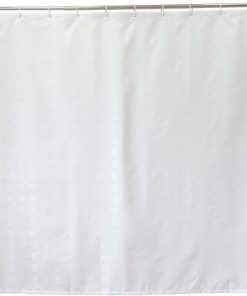 White Textured Short Shower Curtain, Small Shower Curtain for Bathroom Tub, Waterproof Fabric Shower Curtain and Plastic Hooks 59" W x59 L /150x150cm