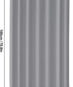 180 x 180 cm Bath Curtain, Shower Curtain, Anti-Mould in Bathroom, Curtain for Bathtub, Shower, Made of Fabric, Waterproof, Washable, Washable PEVA Shower Curtain with 12 Shower Curtain Rings,