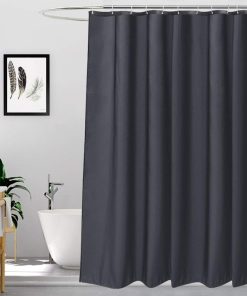 200cm Long Fabric Dark Gray Shower Curtain 180x200 cm drop, Water Resistant Mould Proof and Mildew Resistant Deep Grey Shower Curtain Liner 72 x 78 inches