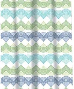 Waves PEVA Shower Curtain - 180 x 180 cm (71 x 71 Inch) - Waves Patterned - Multicolour Shower Curtain - Mould Resistant - Easy To Clean - BPA Free - Includes 12 Plastic Hooks