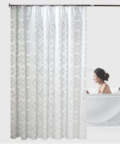 Shower Curtain White Flowers 200cm Drop Antimould and Waterproof - 180-300cm Extra Wide PEVA Bathroom Curtains for Wet Room