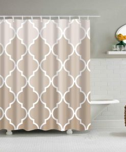 Boyouth Lantern Geometries Pattern Digital Print Beige Shower Curtains for Bathroom Decor,Polyester Waterproof Fabric Bath Curtain with 12 Hooks,70x70 Inches,Multicolor