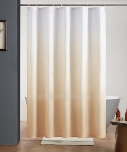 Shower Curtains for Bathroom Mould Proof Polyester Fabric Wetroom Bath Curtain Waterproof Washable with 8 Hooks White to Cream Brown Narrow 47x78 Inch(120x200cm).