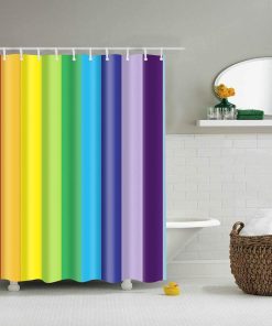 Boyouth Rainbow Vertical Stripes Pattern Digital Print Shower Curtains for Bathroom Decor,Polyester Waterproof Fabric Bath Curtain with 12 Hooks,70x70 Inches,Multicolor