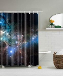 Boyouth Stars and Colorful Cloud Pattern Digital Print Shower Curtains for Bathroom Decor,Polyester Waterproof Fabric Bath Curtain with 12 Hooks,70x70 Inches,Multicolor