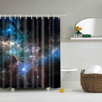 Boyouth Stars and Colorful Cloud Pattern Digital Print Shower Curtains for Bathroom Decor,Polyester Waterproof Fabric Bath Curtain with 12 Hooks,70x70 Inches,Multicolor