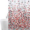 Shower Curtain for Bathroom - Mould and Mildew Resistant - Mosaic Red, 180 x 180 cm (71 x 71 Inch)  Water Repellant Fabric  100% Polyester
