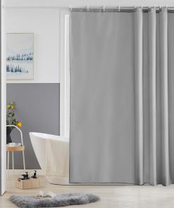 Shower Curtains Extra Large Bathroom Waterproof Fabric Washable Liner Mould Proof Sets With 12 Plastic Rings 72" x 72" Grey.
