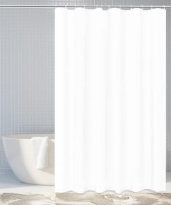 Shower Curtain White,Anti-Mould Proof Resistant,Waterproof, Weighted Hem,Resistant Washable Bathroom Curtains, 100% Polyester,12 Hooks and 1 Magnetic rope(180 x 180 cm,White)