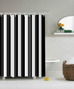 Boyouth Black White Vertical Stripe Pattern Digital Print Shower Curtains for Bathroom Decor,Polyester Waterproof Fabric Bath Curtain with 12 Hooks,70x70-Inch,Multicolor