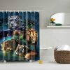 Boyouth Lion Tiger Leopard Pattern Digital Print Shower Curtains for Bathroom Decor,Polyester Waterproof Fabric Bath Curtain with 12 Hooks,70x70 Inches,Multicolor