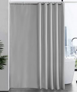 Extra Long Shower Curtain With Hooks 100% Polyester Bathroom Shower Curtain Waterproof Grey 200x240cm 78x94 Inch.