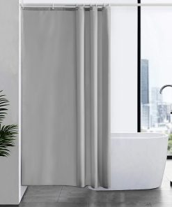 Shower Curtain Mould Proof Resistantand Waterproof Washable Polyester Fabric Grey Bath Curtains with Weight Tape 8 Hooks for Wetroom 47x78 Inch 120x200cm.