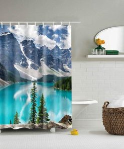 Boyouth Landscape Pattern Digital Print Shower Curtains for Bathroom Decor,Polyester Waterproof Fabric Bath Curtain with 12 Hooks,70x70 Inches,Multicolor