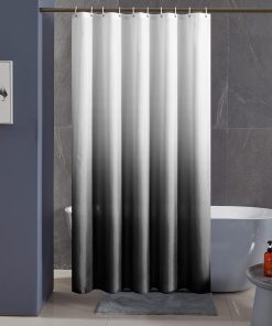 Shower Curtains for Bathroom Mould Proof Polyester Fabric Wetroom Bath Curtain Waterproof Washable with 8 Hooks White to Black Narrow 47x78 Inch(120x200cm).