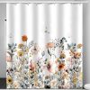 Floral Shower Curtain Waterproof Plant Bathroom Decoration Leaves Shower Curtain Washable Bathroom Curtain Decor Quick-Drying Shower Curtain for Bathroom with 12 Hooks 180x180cm (71"x71")