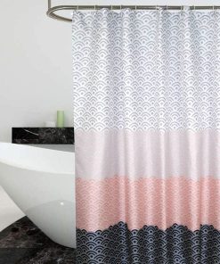 Shower Curtain Waterproof Mould Proof & Mildew Resistant Wifi Pattern Stripe Bathroom Curtains with 12 hooks,180x180cm(72x72Inch)