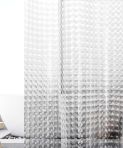 3D Shower Curtain,Mould Proof Resistant Waterproof and Antibacterial,Weighted Hem Andstainless Steel Buttonholes-EVA Material-Thickness 12mm Clear Bathroom Curtains with 12 Hooks,71 x 71 Inch