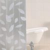 Leaves Peva Grey Shower Curtain - Mould And Mildew Resistant - 180 X 180 Cm Waterproof Shower Curtain - Leaves Patterned - Easy To Clean - Bpa Free - Includes 12 Plastic Hooks