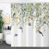 Floral Shower Curtain Waterproof Plant Bathroom Decoration Leaves Shower Curtain Washable Bathroom Curtain Decor Quick-Drying Shower Curtain for Bathroom with 12 Hooks 180x180cm (71"x71")