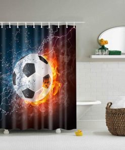 Boyouth Football Between Water and Fire Pattern Digital Print Shower Curtains for Bathroom Decor,Polyester Waterproof Fabric Bath Curtain with 12 Hooks,70x70 Inches,Multicolor