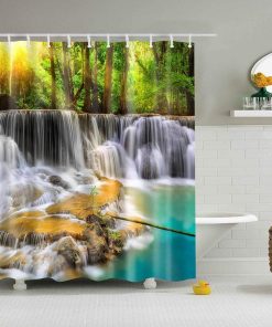 Boyouth Jungle Falls Pattern Digital Print Shower Curtains for Bathroom Decor,Polyester Waterproof Fabric Bath Curtain with 12 Hooks,70x70 Inches,Multicolor