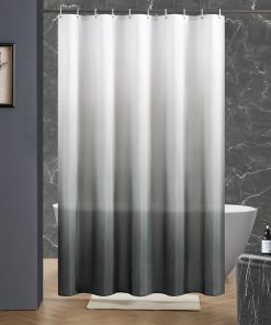 Shower Curtains for Bathroom Mould Proof Polyester Fabric Wetroom Bath Curtain Waterproof Washable with 8 Hooks White to Dark Grey Narrow 47x78 Inch(120x200cm).