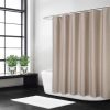 Flax Linen Like 240GSM Heavy Weight Fabric Shower Curtain for Bathroom with Hooks Hotel Luxury Washable, Taupe, 180x180 cm