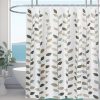 Shower Curtains Mould Proof Resistant Bathroom Shower Curtain 100% Polyester Waterproof Shower Curtain Anti-Mould with 12 Hooks, 180 x 180 cm (Small Leaves)