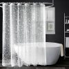 Shower Curtains Mould Proof Resistant -3D Effect Pebble Clear Shower Curtain with 3 Magnets, PEVA Waterproof Bathroom Curtains with 12 Hooks, 180 x 200 cm