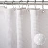 Shower Curtain for Bathroom with Metal Hooks Waffle Fabric Shower Curtain Heavy Duty Bath Curtain for Wet Room Bathtub Shower Stall, Weighted Hem, Water Resistant - 92 x 182cm (White)
