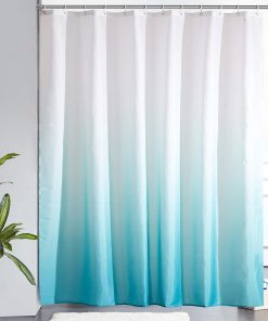 Shower Curtains for Bathroom Mould Proof Resistantand 78x78 Inch Polyester Fabric Bath Curtain Waterproof Washable with 12 Hooks for Wetroom White to Turquoise 200x200cm.
