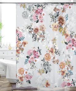 Thicken Durable Polyester Blend Cloth Fabric Bathroom Curtain Colorful Bohemian Boho Floral Print Beautiful Bright Shower Curtain for Bathroom Decoration, 72"x72" (Season 11)