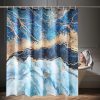Bathroom Shower Curtain Waterproof Anti Mildew Mould Resistant, Heavy Duty 100% Polyester Fabric Curtains Liner with 12 Curtain Hooks, 180cm x 200cm, Golden Cracked Lines