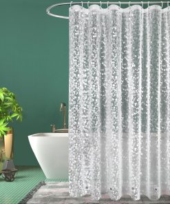 200 x 200cm Extra Wide Shower Curtain, EVA Translucent Bright Waterproof Anti Mould Shower Curtain Liner - Cobblestone - 2 x 2m/78''W x 78''L