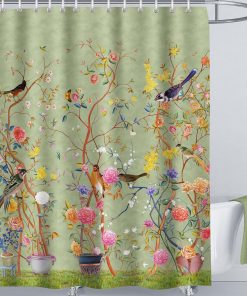 Shower Curtain Plant Curtain Green Floral Shower Curtain Fabric Bathroom curtain For Bathroom With 12 Hooks-Multi-Color Washable Quick-Drying Curtains