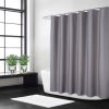 Flax Linen Like 240GSM Heavy Weight Wide Fabric Shower Curtain for Bathroom with Hooks Hotel Luxury Washable, Grey, 200x180 cm