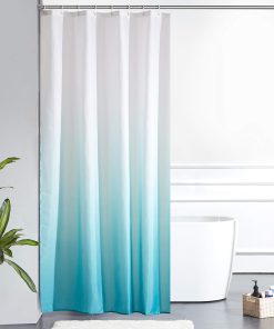 Shower Curtains for Bathroom Mould Proof Polyester Fabric Wetroom Bath Curtain Waterproof Washable with 8 Hooks White to Turquoise Narrow 47x78 Inch(120x200cm).