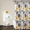 Leah Floral Shower Curtain, 72" W x 72" L, Yellow & Gray - Pretty Yellow Shower Curtain - Spring Decor - Colorful Blooming Flowers - Country Cottage & Farmhouse Bathroom Decor