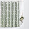 Shower Curtain for Bathroom with Metal Hooks Geometric Fabric Shower Curtain Heavy Duty Bath Curtain for Wet Room Bathtub Shower Stall, Weighted Hem, Water Resistant - 182 x 182cm (Green)