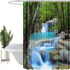 Shower Curtain Heavy Duty Polyester Fabric Waterproof Shower Curtain Liner, 3D Digital Painting Pattern for Shower Stall, Bathroom Curtains with 12 PCS Hooks (180x180cm, Landscape)