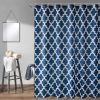 Bathroom Shower Curtain Waterproof Mould Free Mildew Resistant, Heavy Duty 100% Polyester Fabric Curtains Liner Washable & Wipe Clean with 12 Curtain Hooks, Trellis Blue, 180x200cm