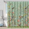 Floral Shower Curtain Waterproof Plant Bathroom Decoration Leaves Shower Curtain Washable Bathroom Curtain Decor Quick-Drying Shower Curtain for Bathroom with 12 Hooks 180x180cm (71"x71")