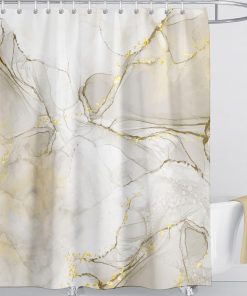 White Marble Shower Curtain 180x180cm Drop Abstract Shower Curtains with 12 Hooks Fabric Bath Curtain Washable Quick-Drying