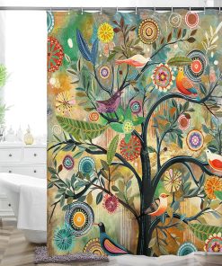 Thicken Durable Polyester Blend Cloth Fabric Bathroom Curtain Colorful Bohemian Boho Floral Print Beautiful Bright Shower Curtain for Bathroom Decoration, 72"x72" (Season 16)