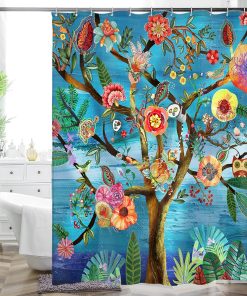 Thicken Durable Polyester Blend Cloth Fabric Bathroom Curtain Colorful Bohemian Boho Floral Print Beautiful Bright Shower Curtain for Bathroom Decoration, 72"x72" (Season 2)