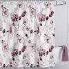 Pink Flowers Shower Curtain Floral shower curtain 180 x 180 cm Plants Bathroom Curtain Mould Proof Polyester Fabric Bath Curtain with 12 Hooks Washable Quick-Drying