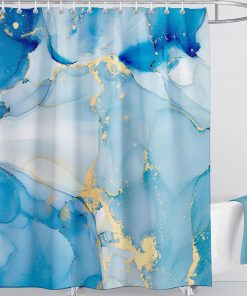 Blue Marble Shower Curtain 180x180cm Drop Abstract Shower Curtains with 12 Hooks Fabric Bath Curtain Washable Quick-Drying