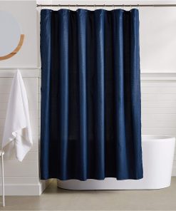 Waffle Texture Shower Curtain, 183 x 183 cm, Navy Blue